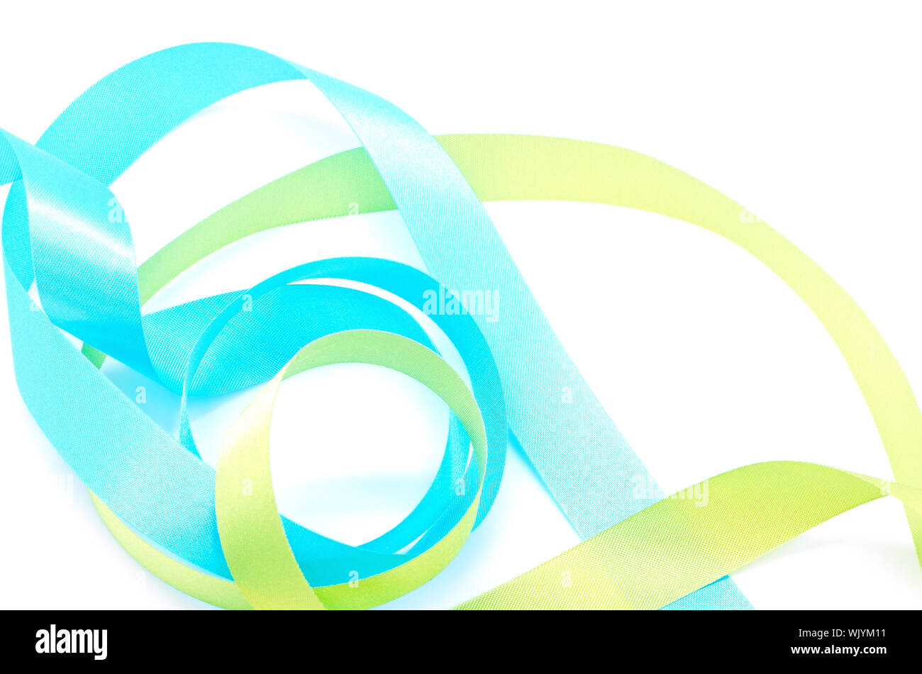 Blue and green ribbon collection isolated on white Stock Photo - Alamy