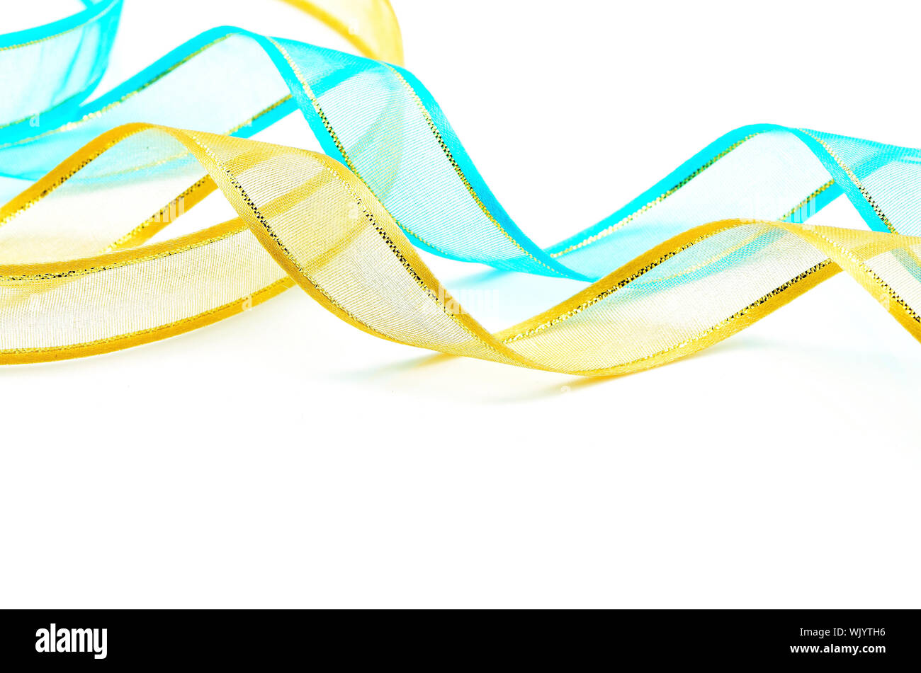 Blue and yellow ribbon, isolated on a white background Stock Photo - Alamy