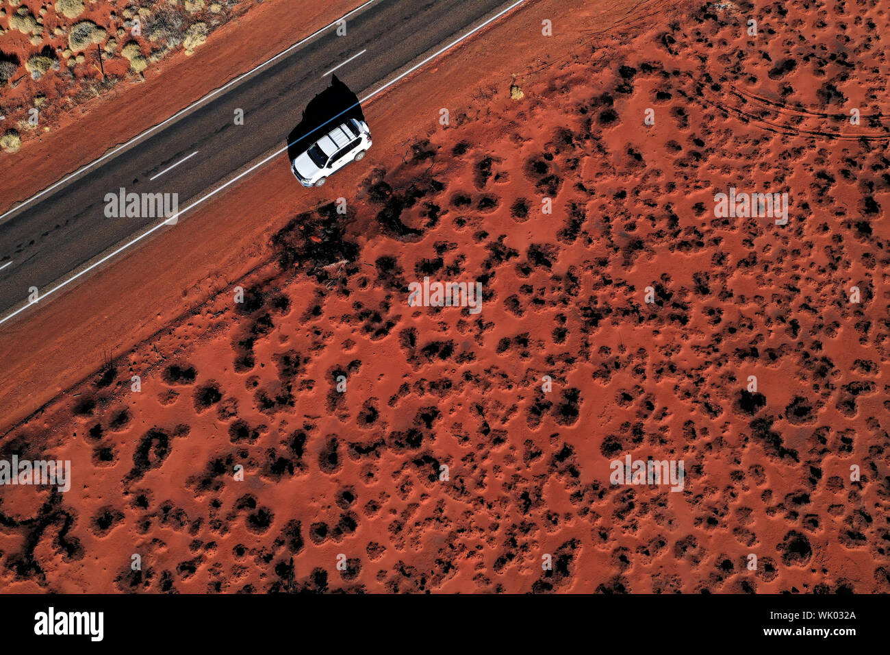 Barren land in central Australia after a bush fire,aerial view Stock Photo