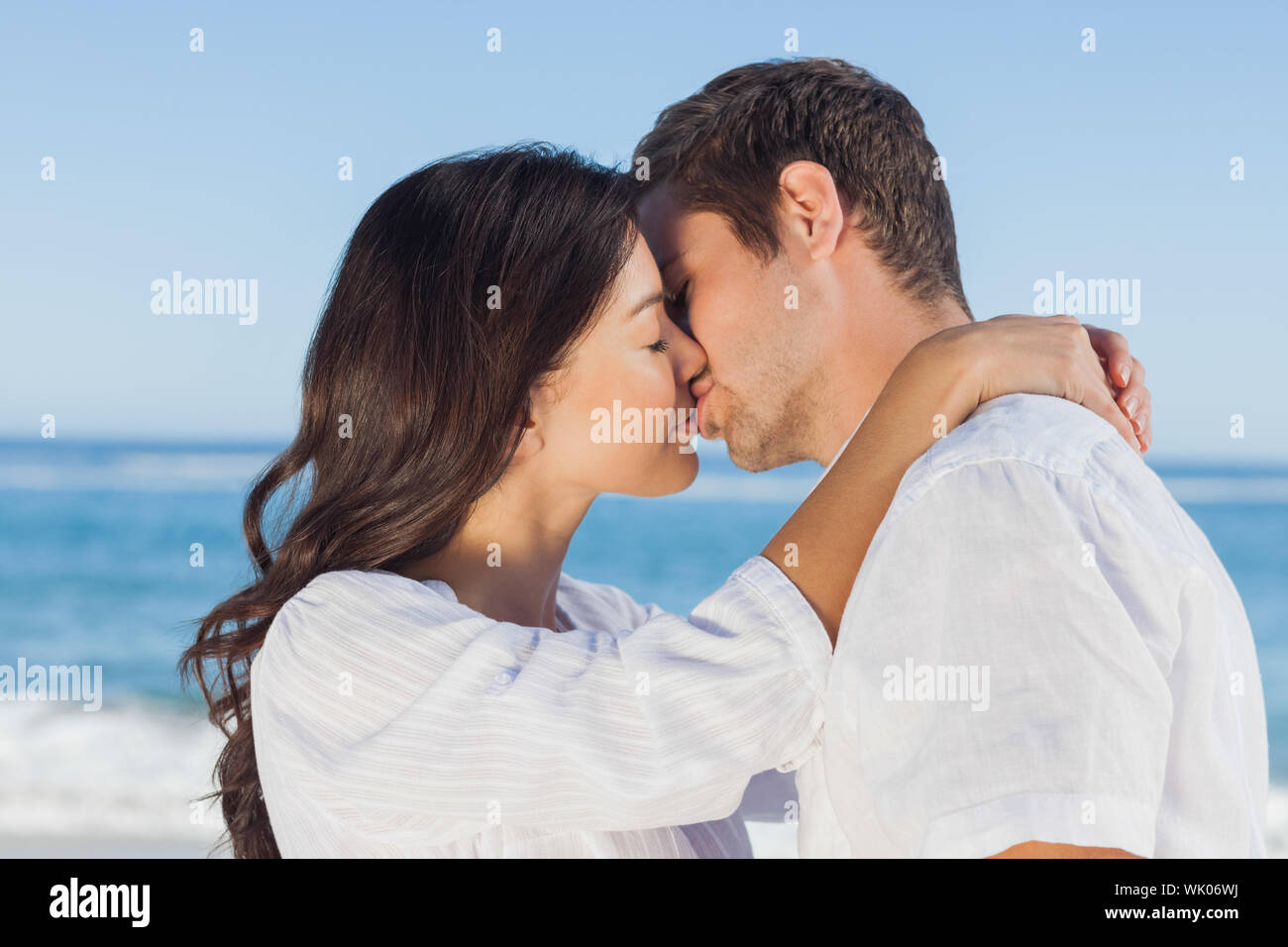 Hugging Kissing Doll Couple On The Beach Personalized Acrylic Keychain Designed By Gametophyte Revised