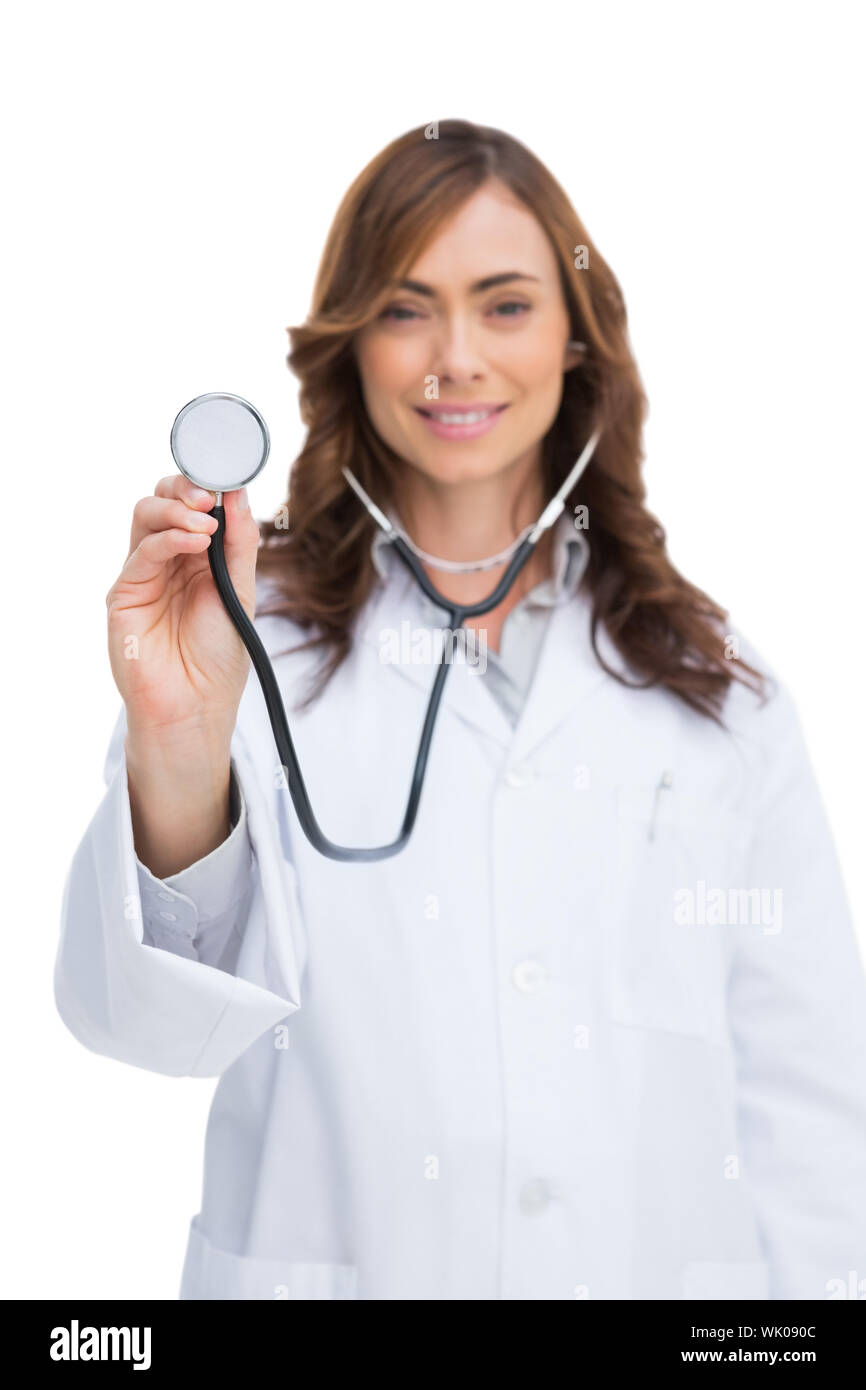Doctor using stethoscope woman hi-res stock photography and images - Alamy