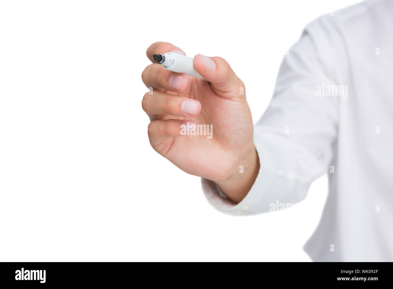 Businessman about to write something Stock Photo