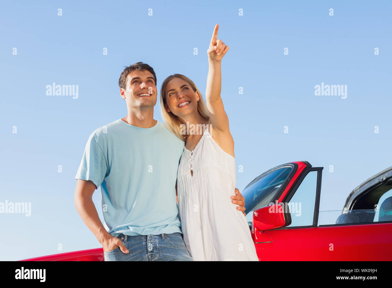 Cheerful blonde woman handsome boyfriend hi-res stock photography and ...