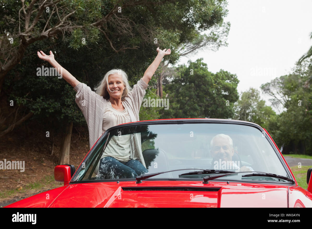 Mature couple having a ride together Stock Photo