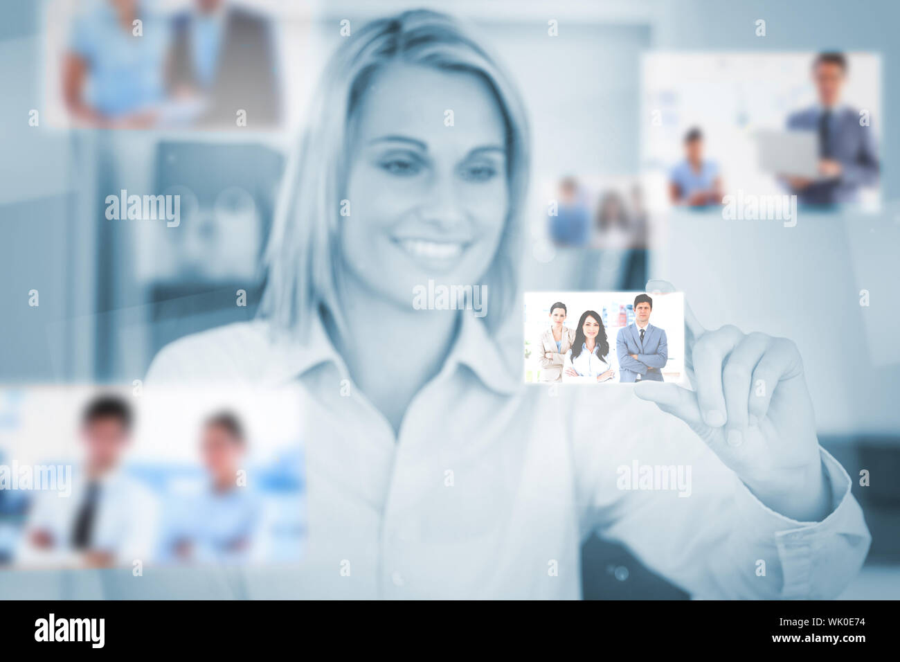 Delighted attractive woman catching a picture Stock Photo
