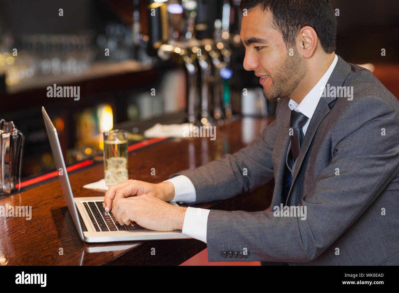 Focused businessman working on his laptop Stock Photo