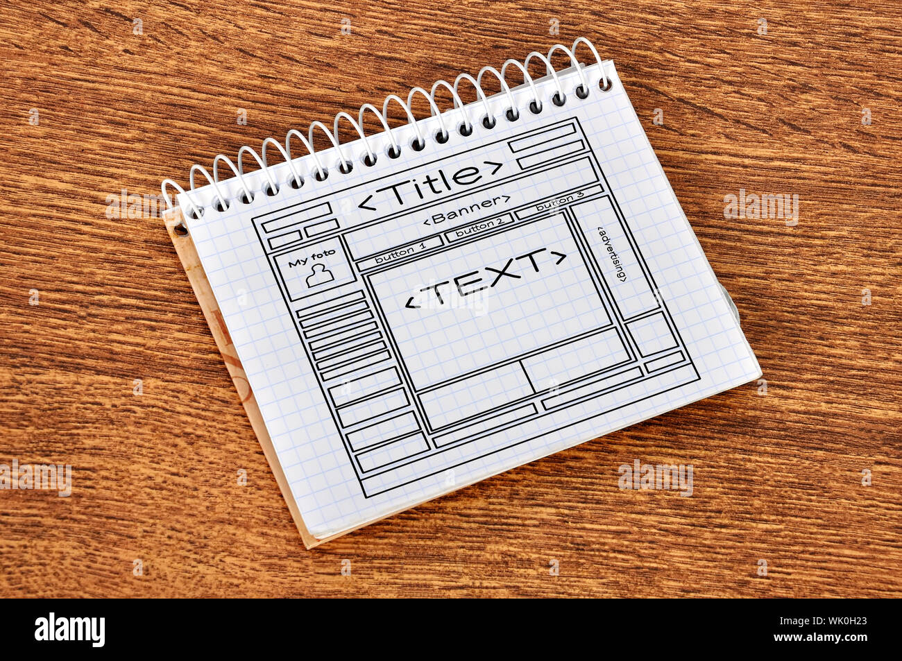 scheme web site in notebook, close up Stock Photo