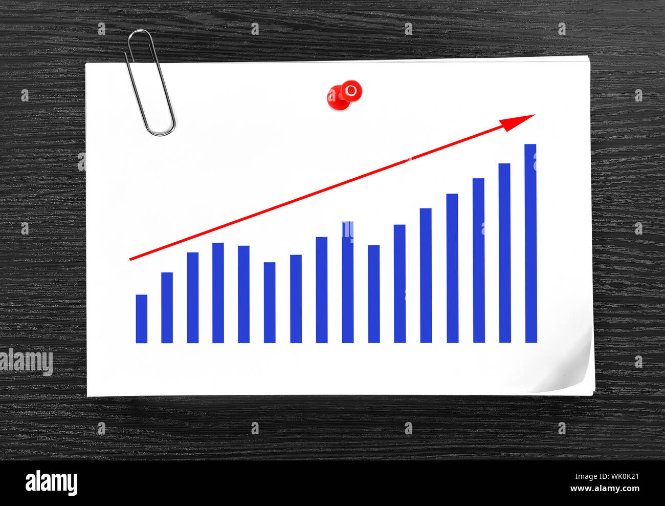 paper with drawing chart attached to wooden wall Stock Photo - Alamy
