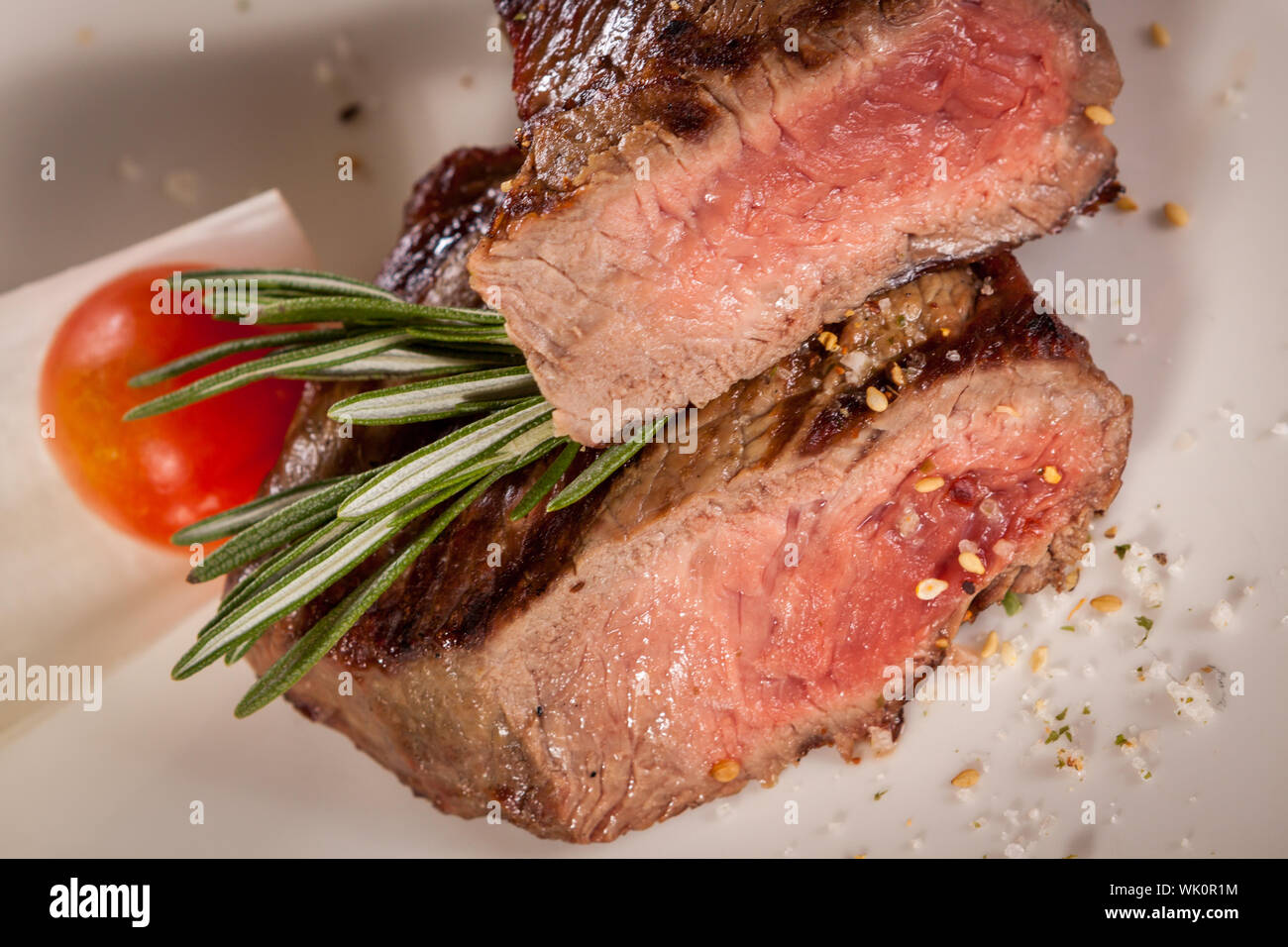 Succulent medium rare beef steak Stock Photo