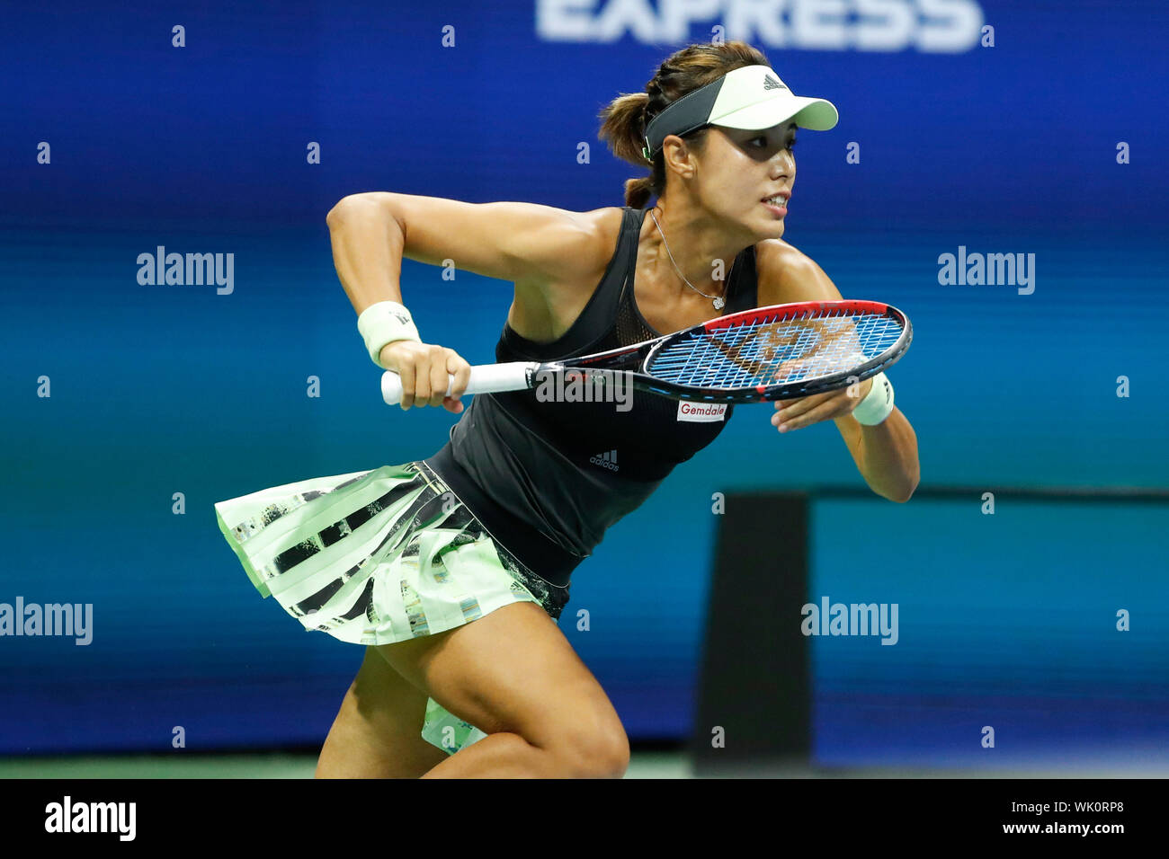 New York, USA. 3rd Sep, 2019. Wang Qiang competes during the women's singles quarterfinal match between Wang Qiang of China and Serena Williams of the United States at the 2019 US Open in New York, the United States, Sept. 3, 2019. Credit: Li Muzi/Xinhua/Alamy Live News Stock Photo