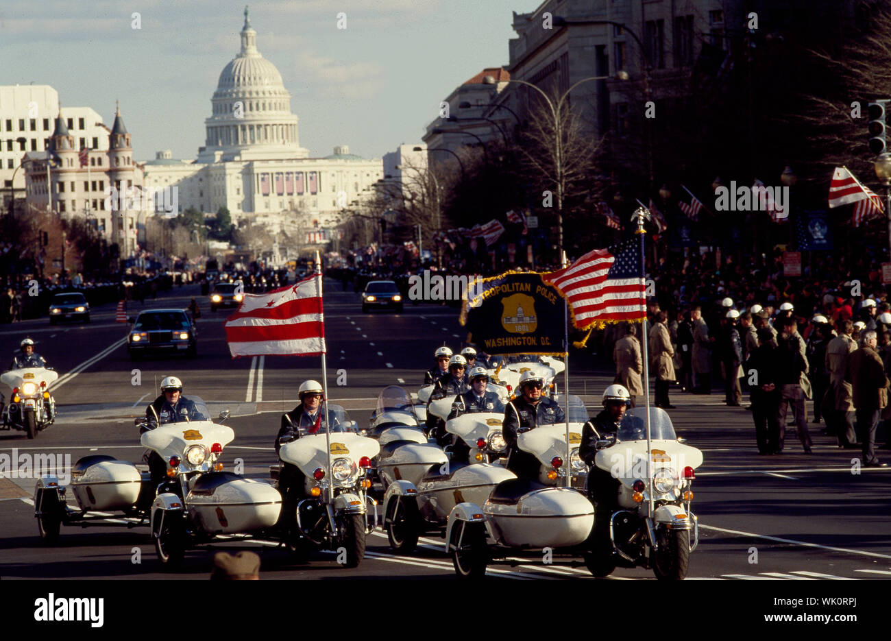 Inaugural parade for President George H.W. Bush on January 20, 1989, Washington, D.C Stock Photo