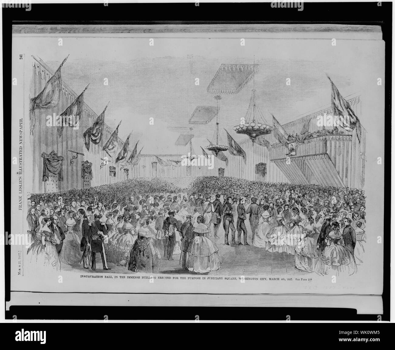 Inauguration ball in the immense building erected for the purpose in Judiciary Square, Washington City, March 4th, 1857 Stock Photo