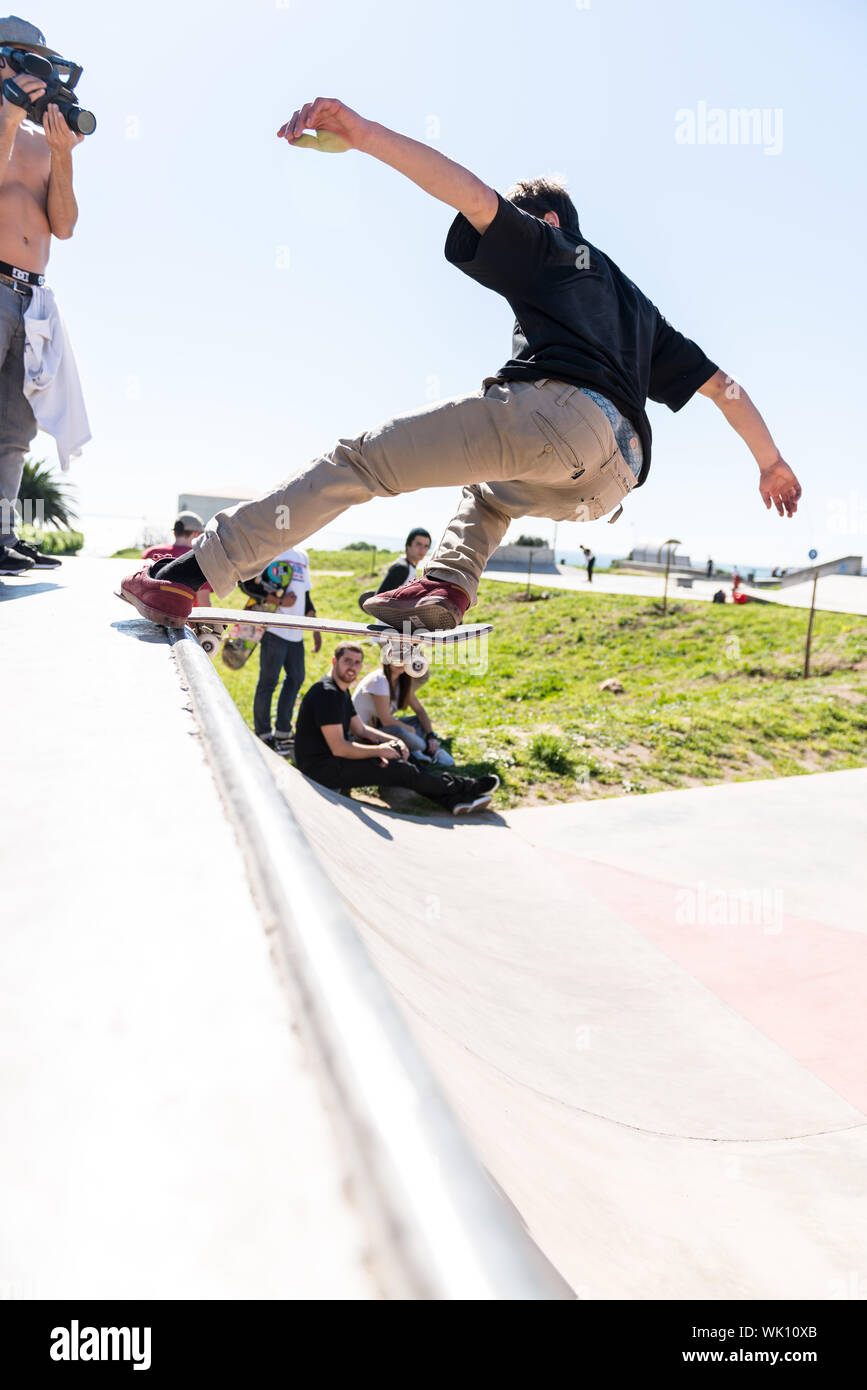 CASCAIS, PORTUGAL – MARCH 8 2014: Jorge Simoes during the Levi's Skateboarding Collection Event. Stock Photo