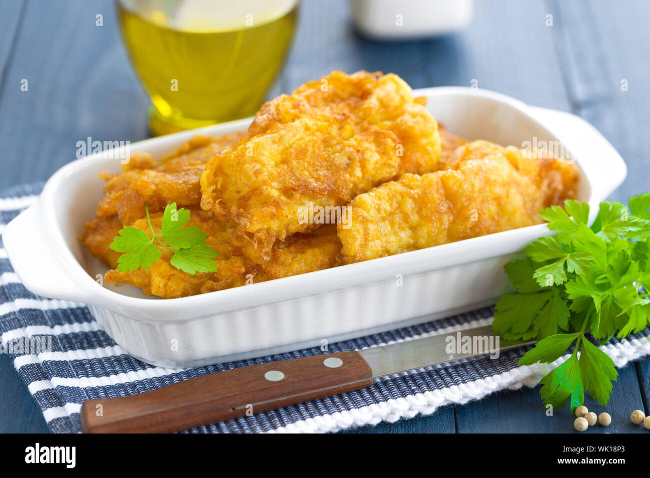 Fried fish in a batter Stock Photo - Alamy