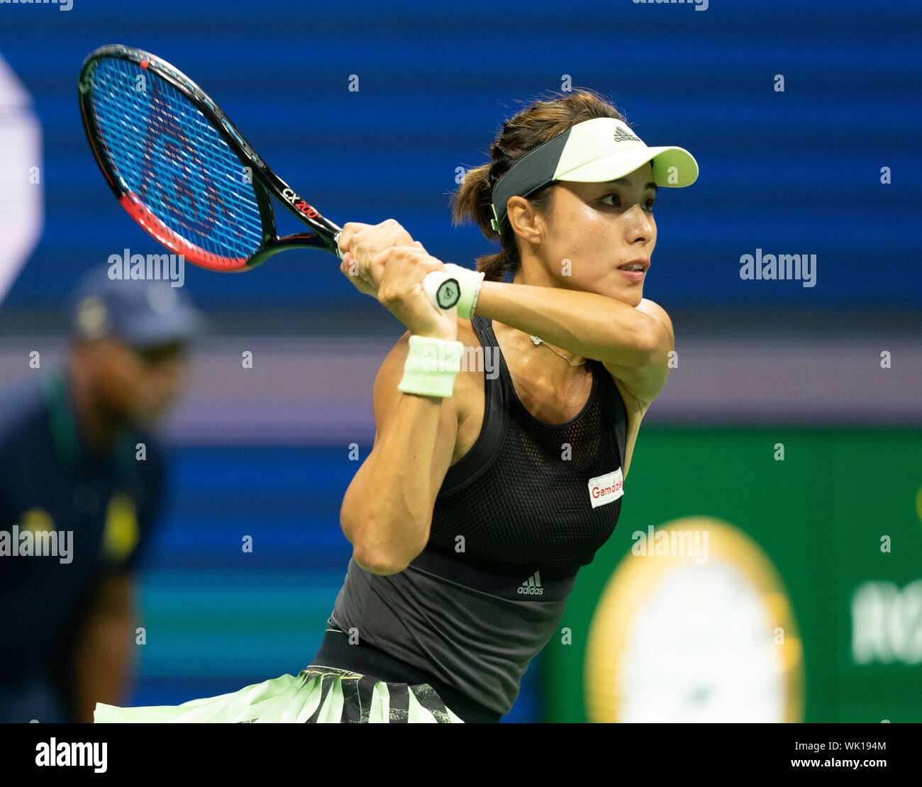 New York, NY - September 3, 2019: Qiang Wang (China) in action during quarter final of US Open Championships against Serena Williams (USA) at Billie Jean King National Tennis Center Stock Photo