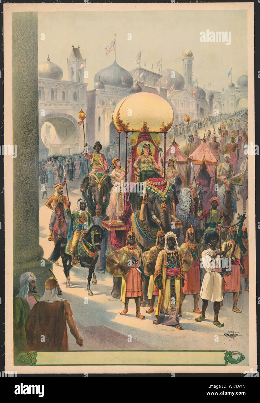 Indian parade with queen riding elephant Stock Photo
