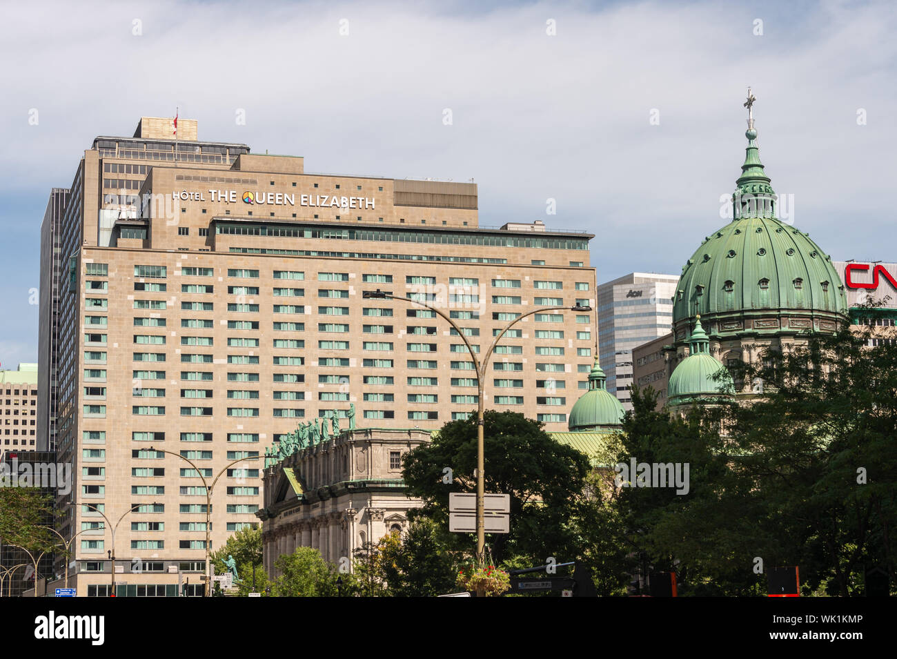 Montreal, CA - 3 September 2019: Facade of Queen Elizabeth Fairmont Hotel on René Lévesque Bld. Stock Photo