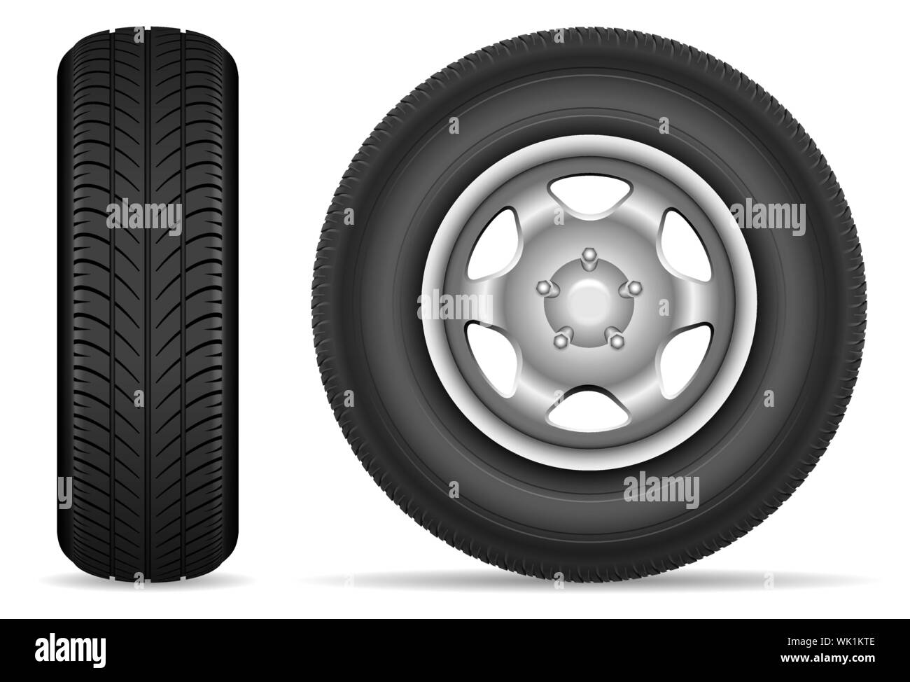 Car tires isolated on white background vector illustration Stock Vector