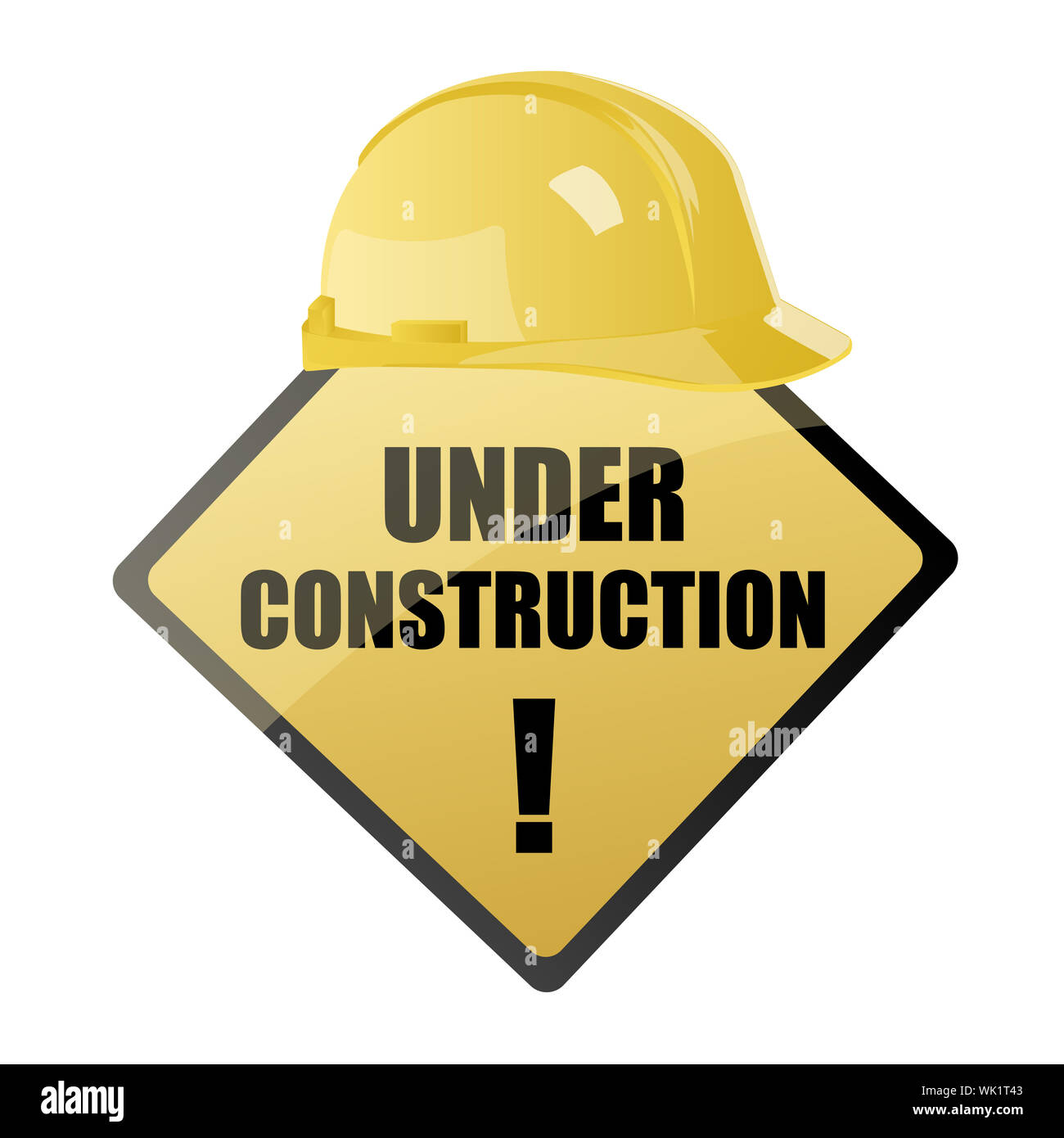 illustration of vector under construction board with hardhat on an isolated background Stock