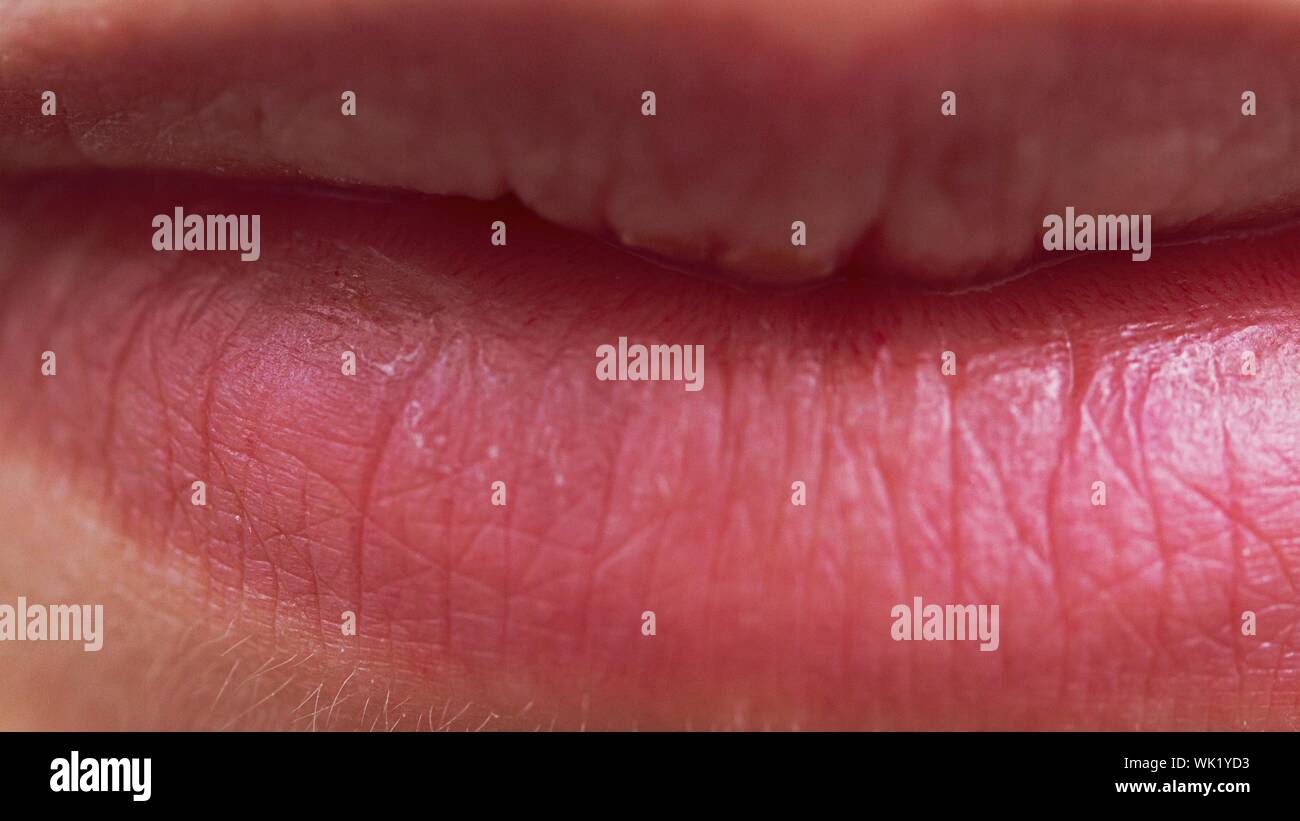 Cropped Image Of Human Lips Stock Photo