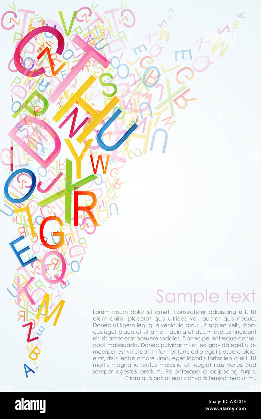 illustration of abstract vector background with colorful alphabets ...