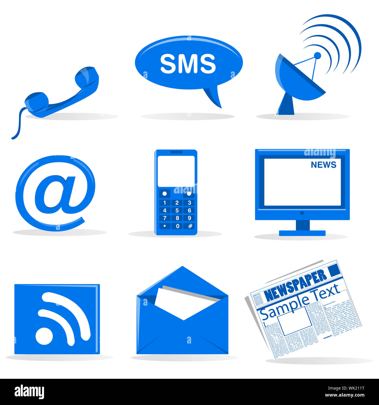 illustration of set of communiction icons on an isolated background Stock Photo