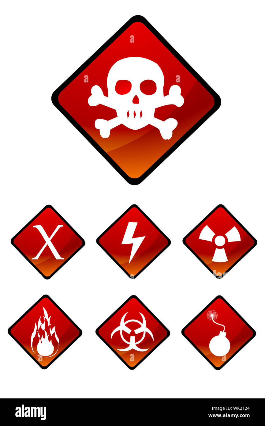 Illustration of set of warning sign icons stock photo alamy