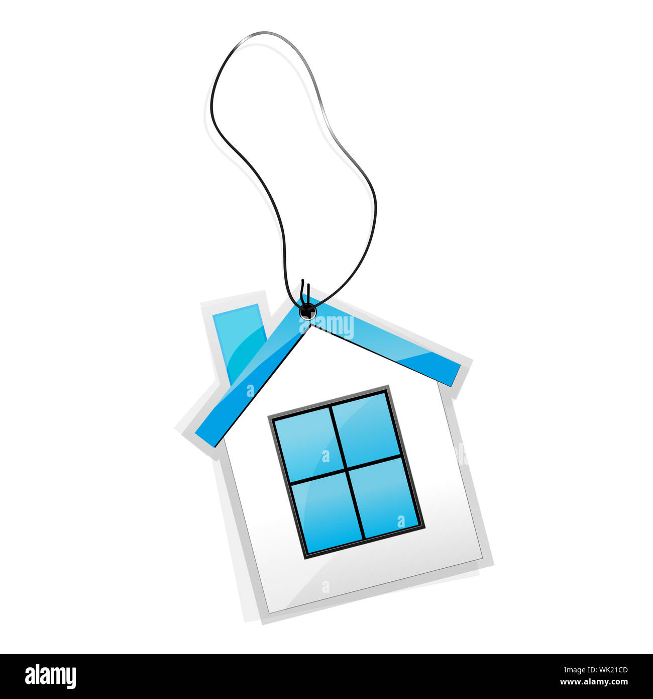 illustration of tag in shape of house tied with thread Stock Photo - Alamy