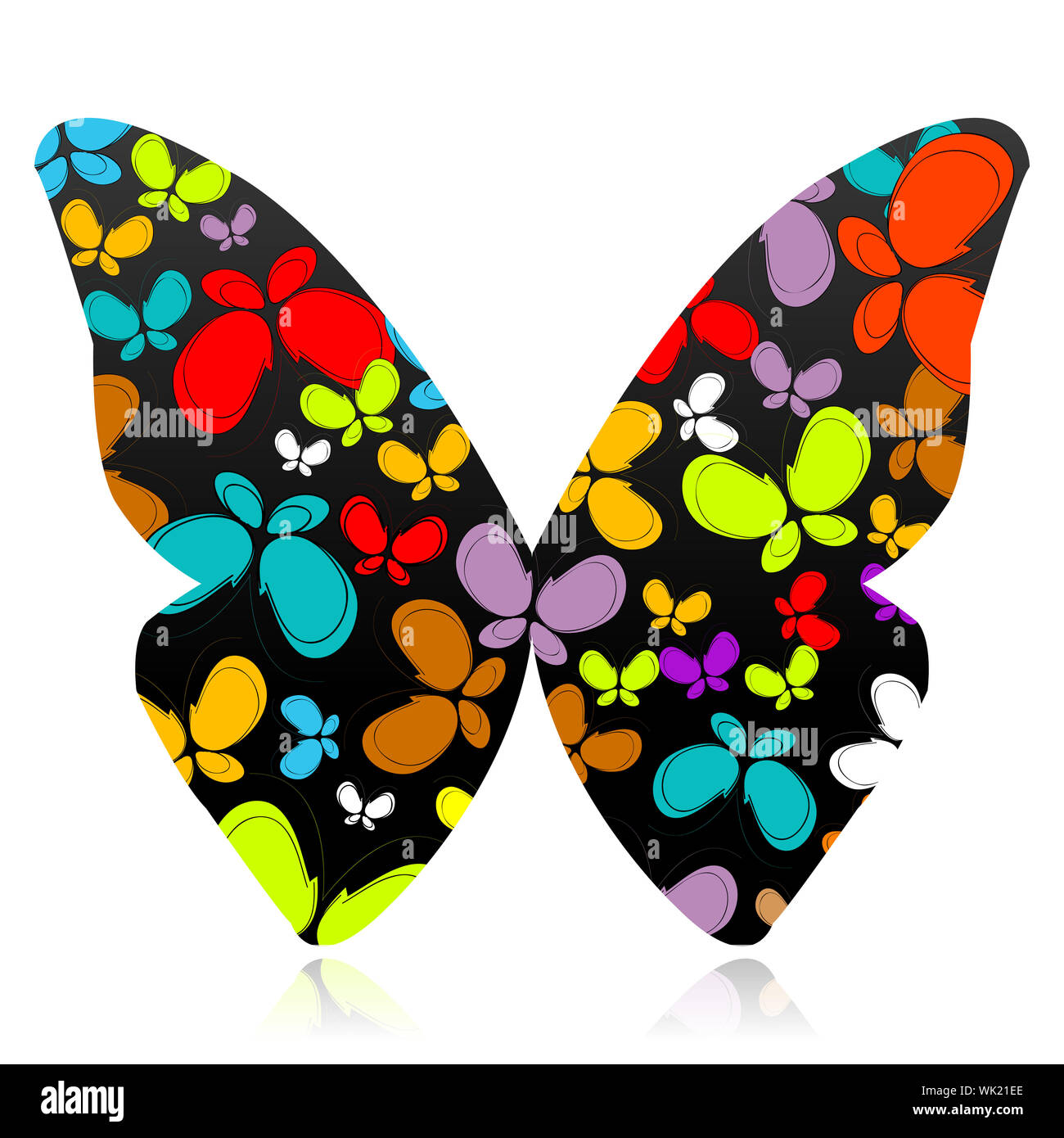 illustration of butterfly formed by several colorful butterflies Stock ...