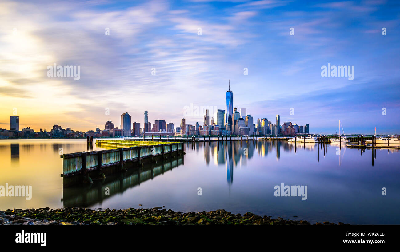 New York Cityscape At Sunrise Stock Photo