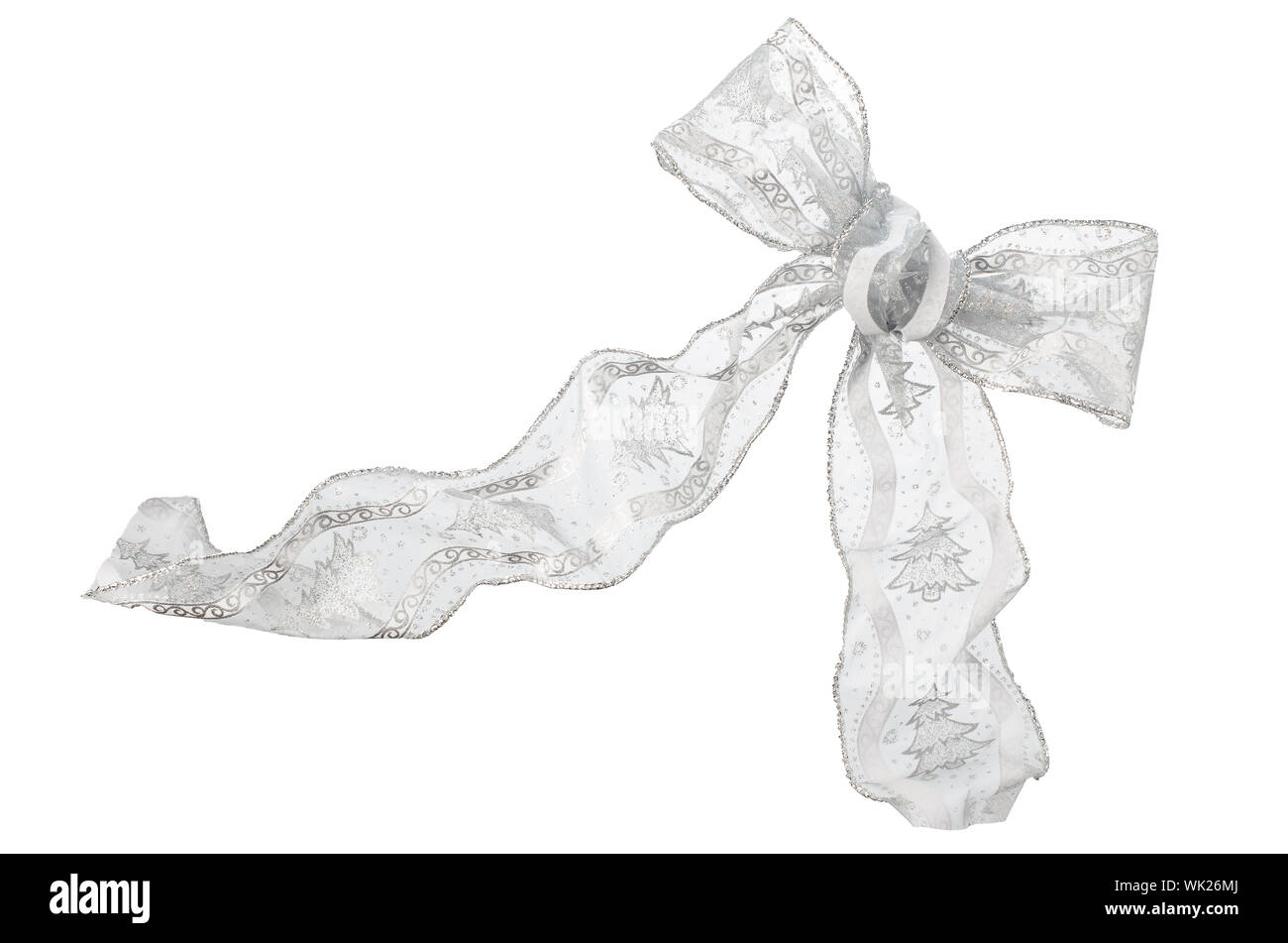 Silver color bow isolated on white background Stock Photo - Alamy