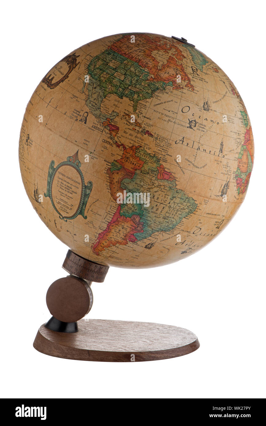 Old globe isolated on white background Stock Photo - Alamy