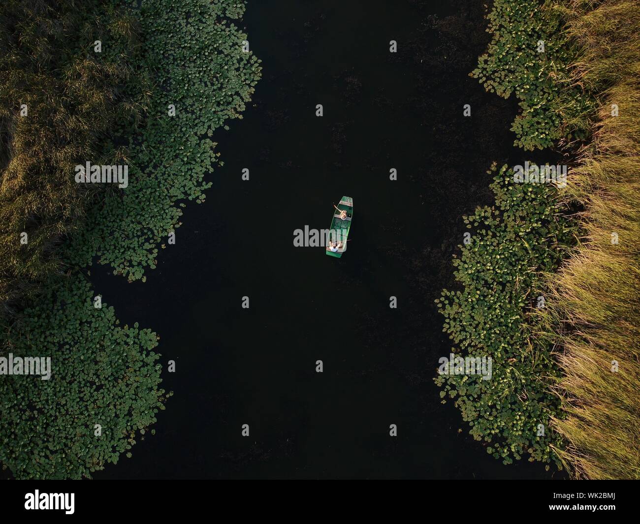 Aerial View Of A Boat On Lake Stock Photo - Alamy