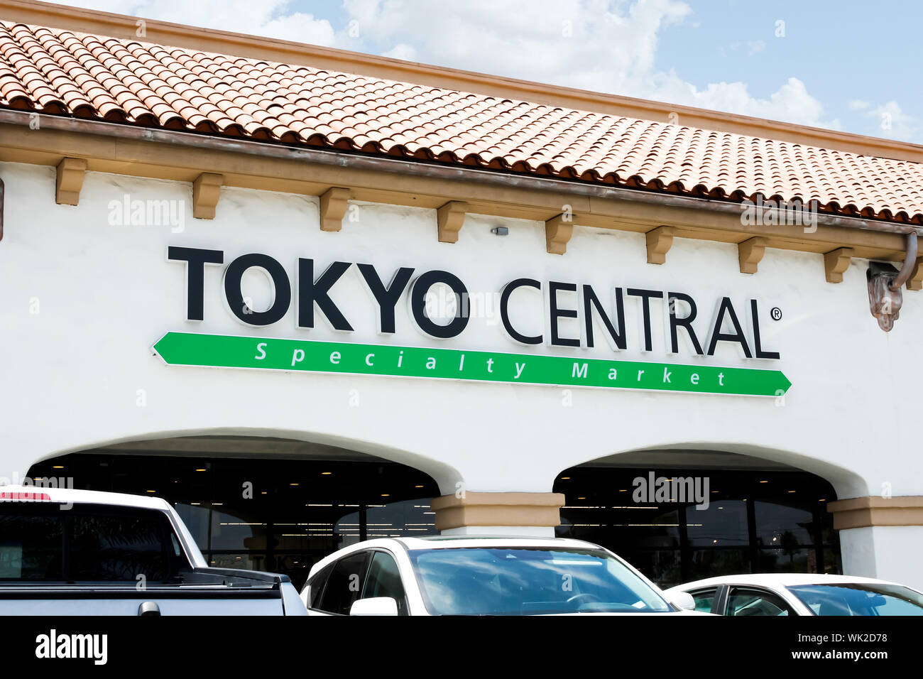 A store front sign for the Japanese grocery store known as Tokyo Central Stock Photo