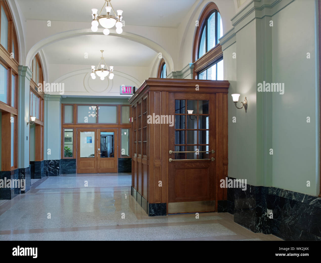 Interior lobby, Federal Building, Grand Island, Nebraska Stock Photo