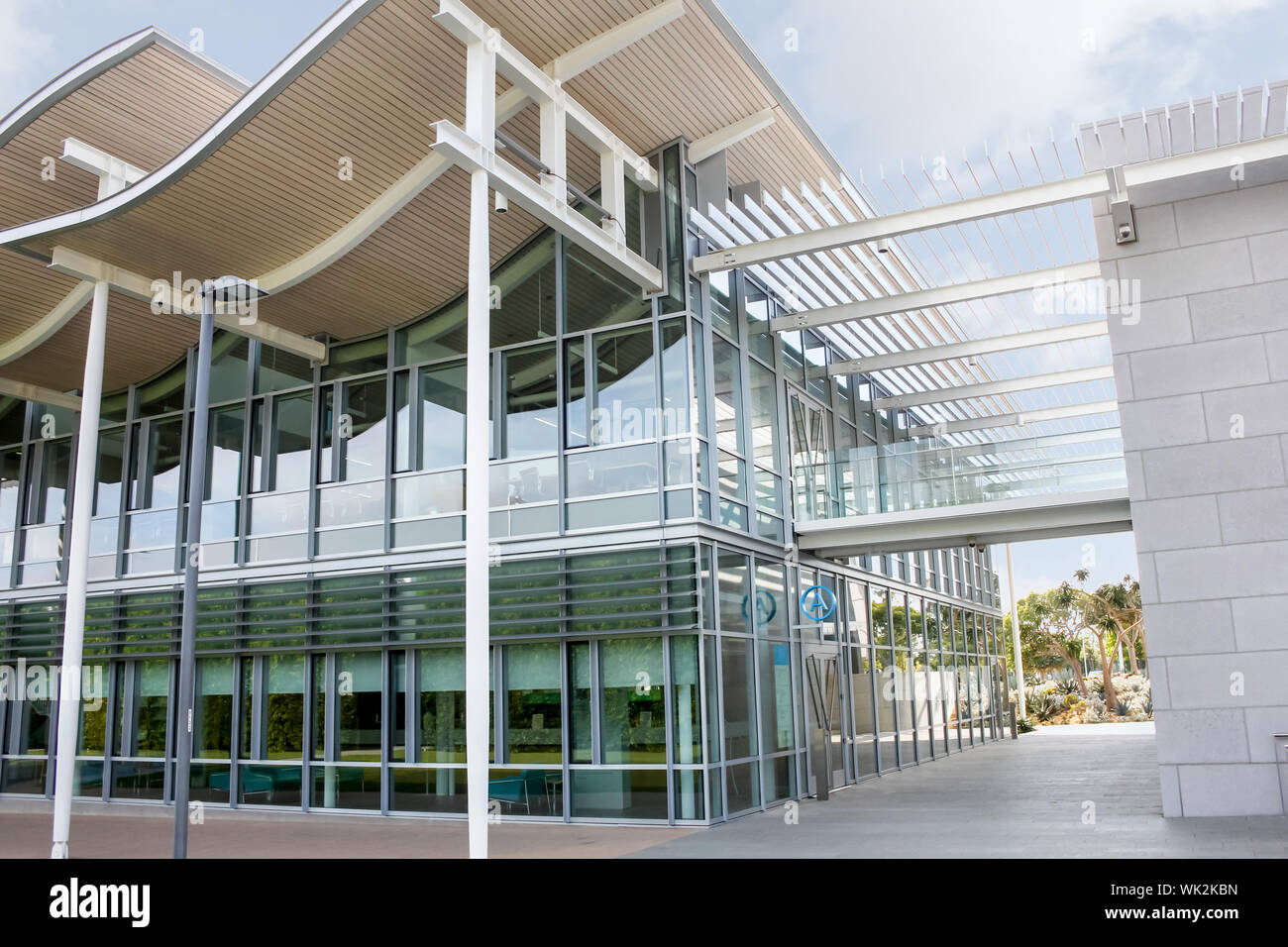 The modern architecture of the Newport Beach Civic Center Stock Photo