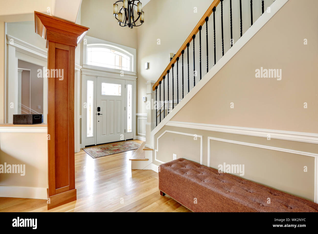 Luxury Home Interior View Of Entrance Door Stairs With