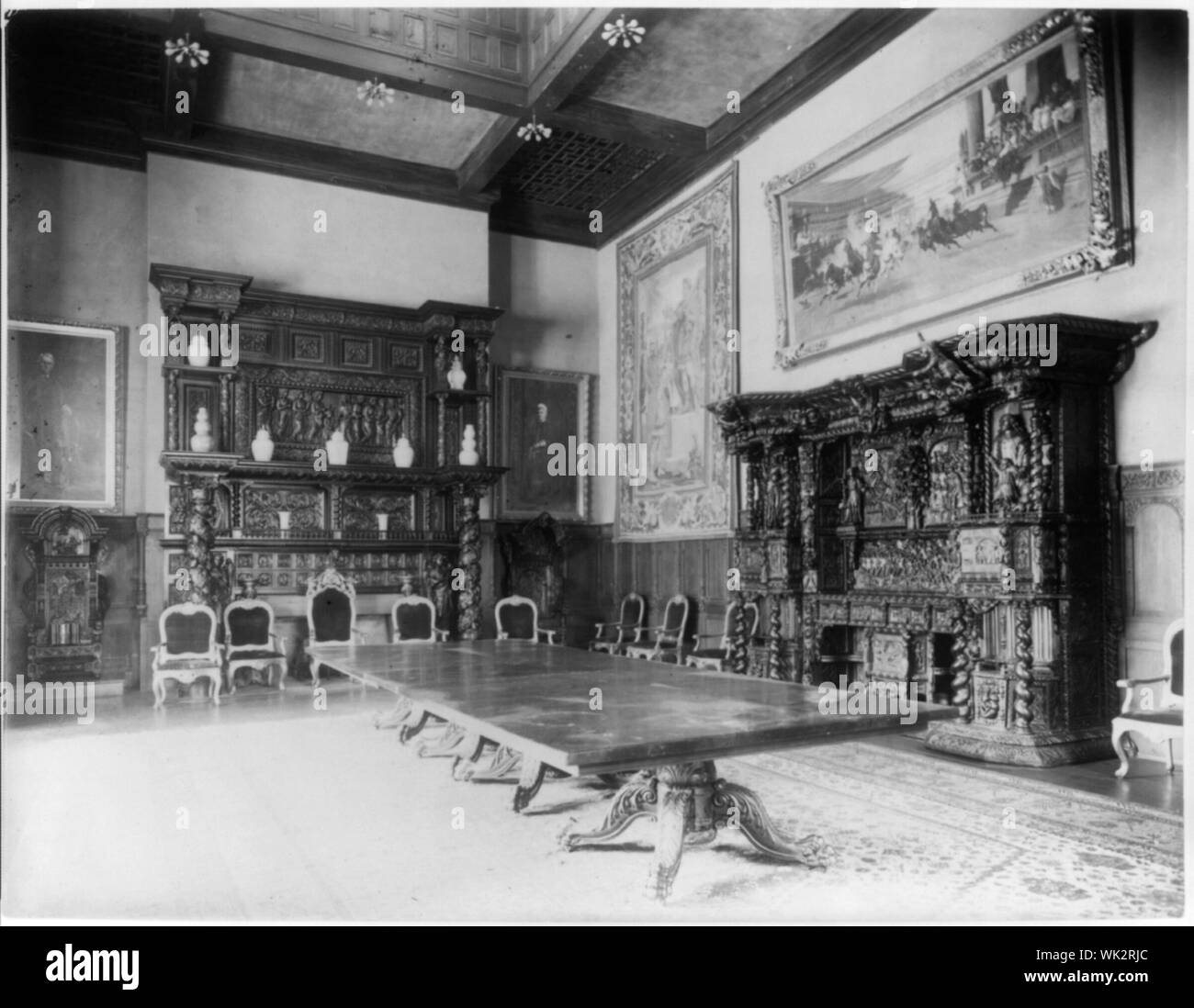 Interior of John R. McLean House, 1500 I St., N.W., Washington, D.C. - view of dining room showing mantel & cupboard Stock Photo