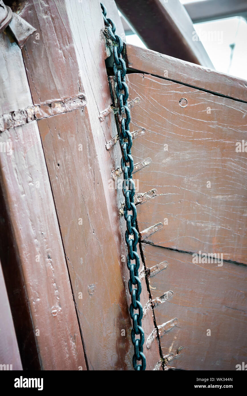 Detail of the dhow Sohar in Muscat Stock Photo