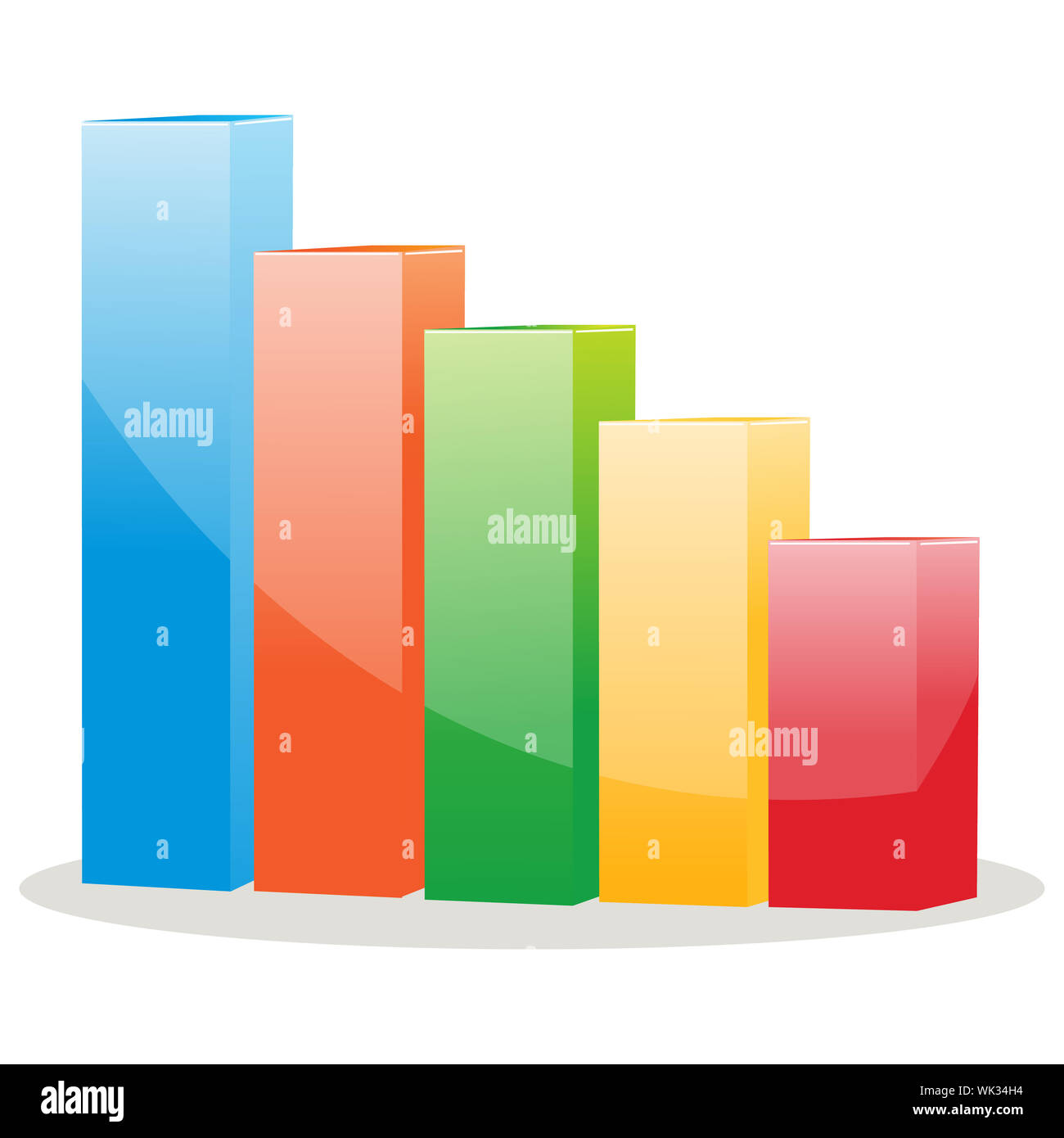 increasing bar chart graph with four bars on white... illustration of business bar graph on white background Stock Photo - Alamy