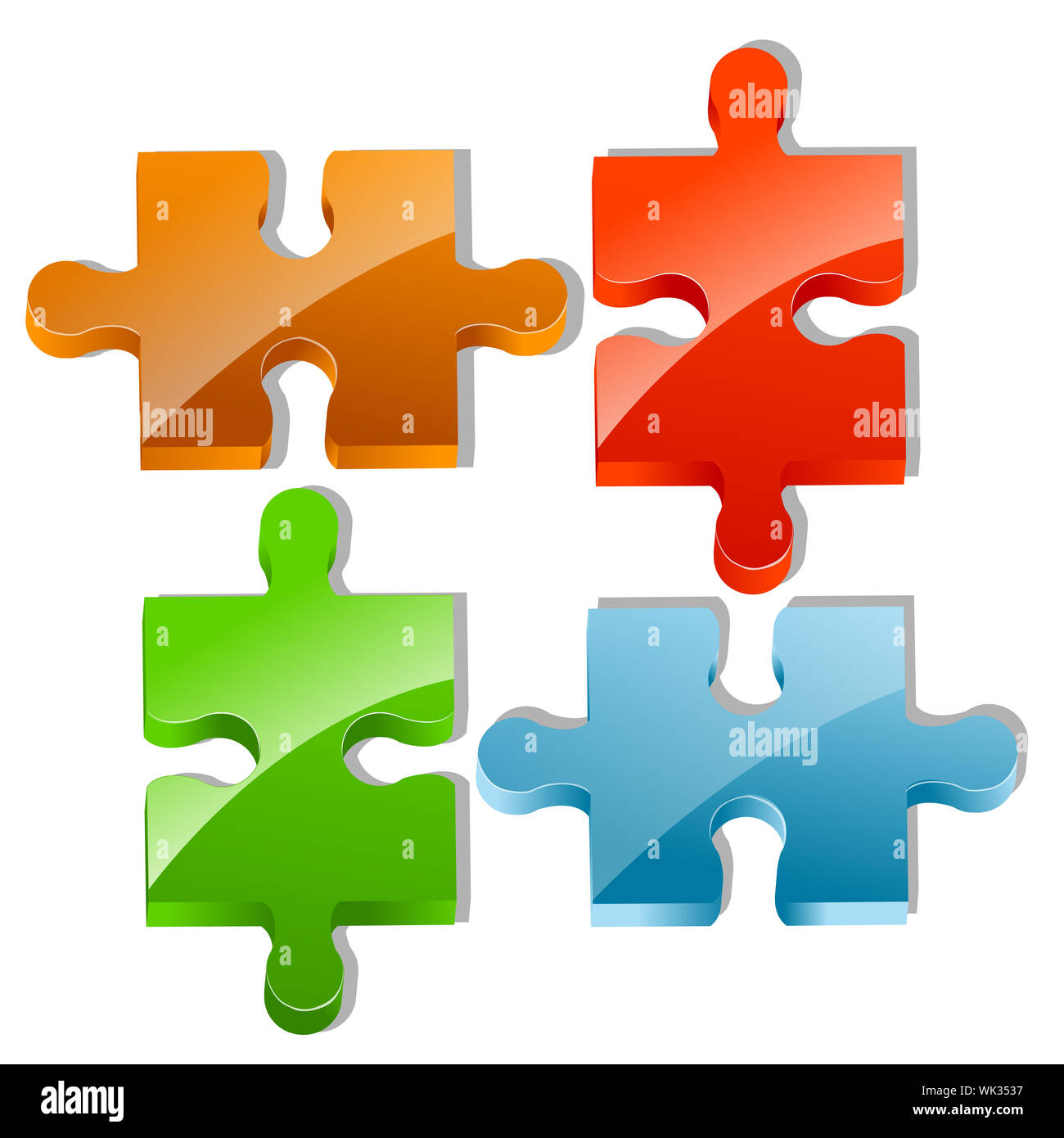 illustration of pieces of jigsaw puzzle on isolated background Stock