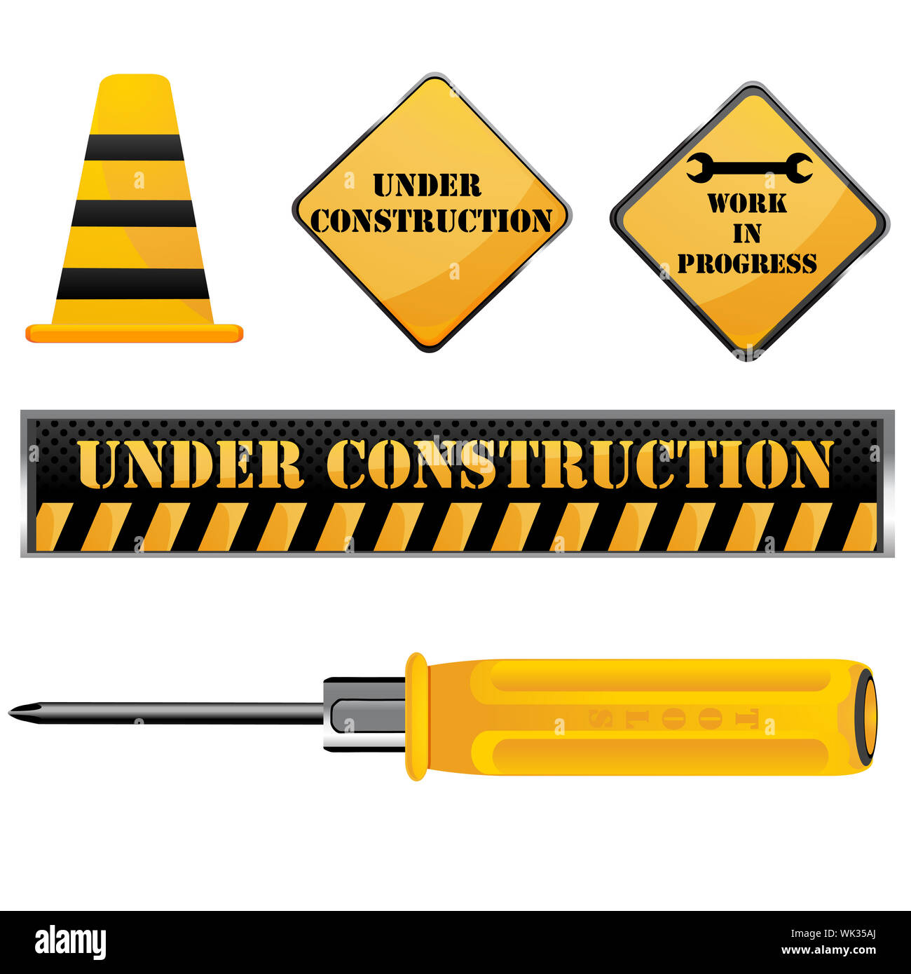 illustration of under construction icon on isolated background Stock
