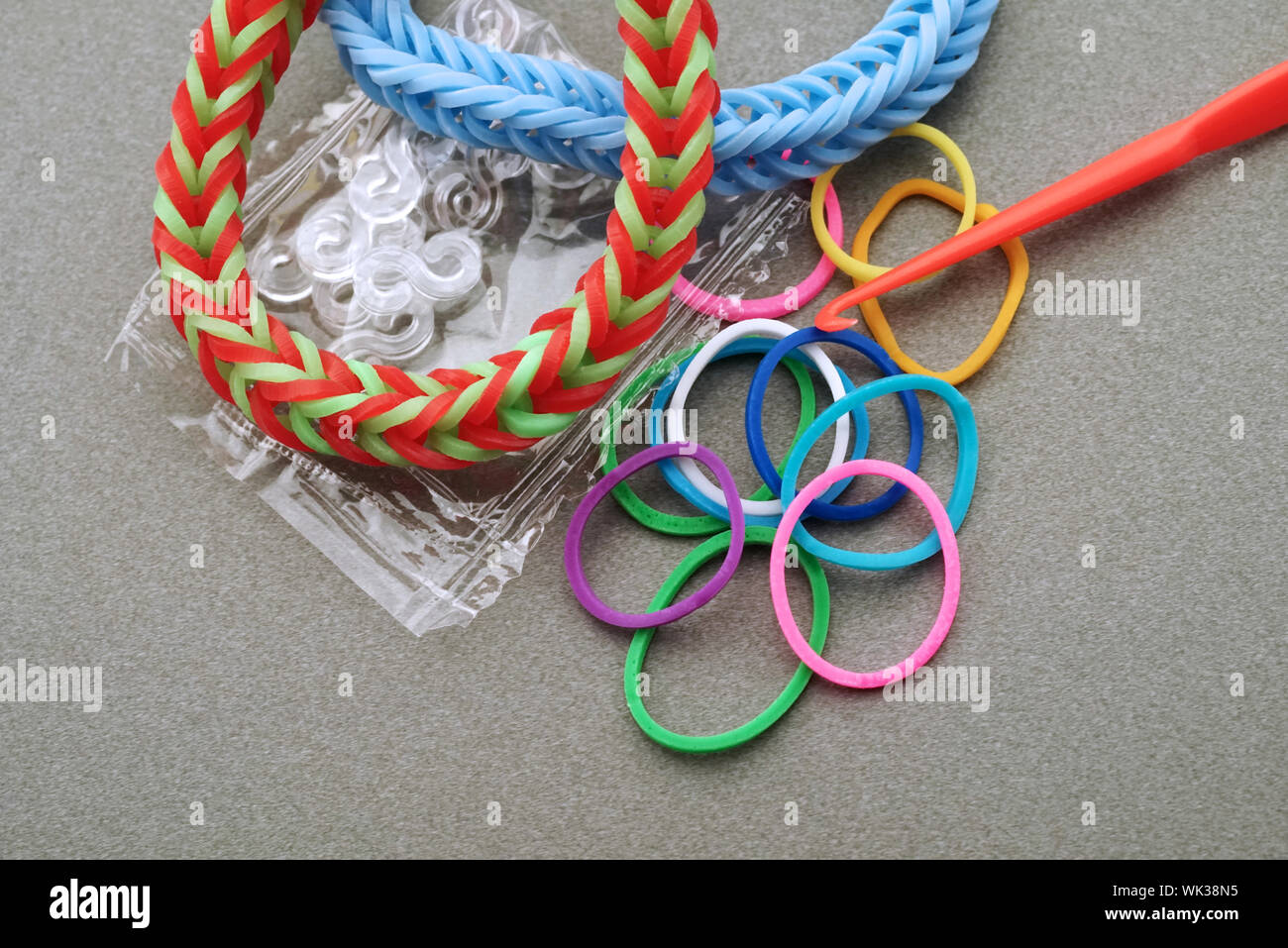 High Angle View Of Bracelets On Table Stock Photo