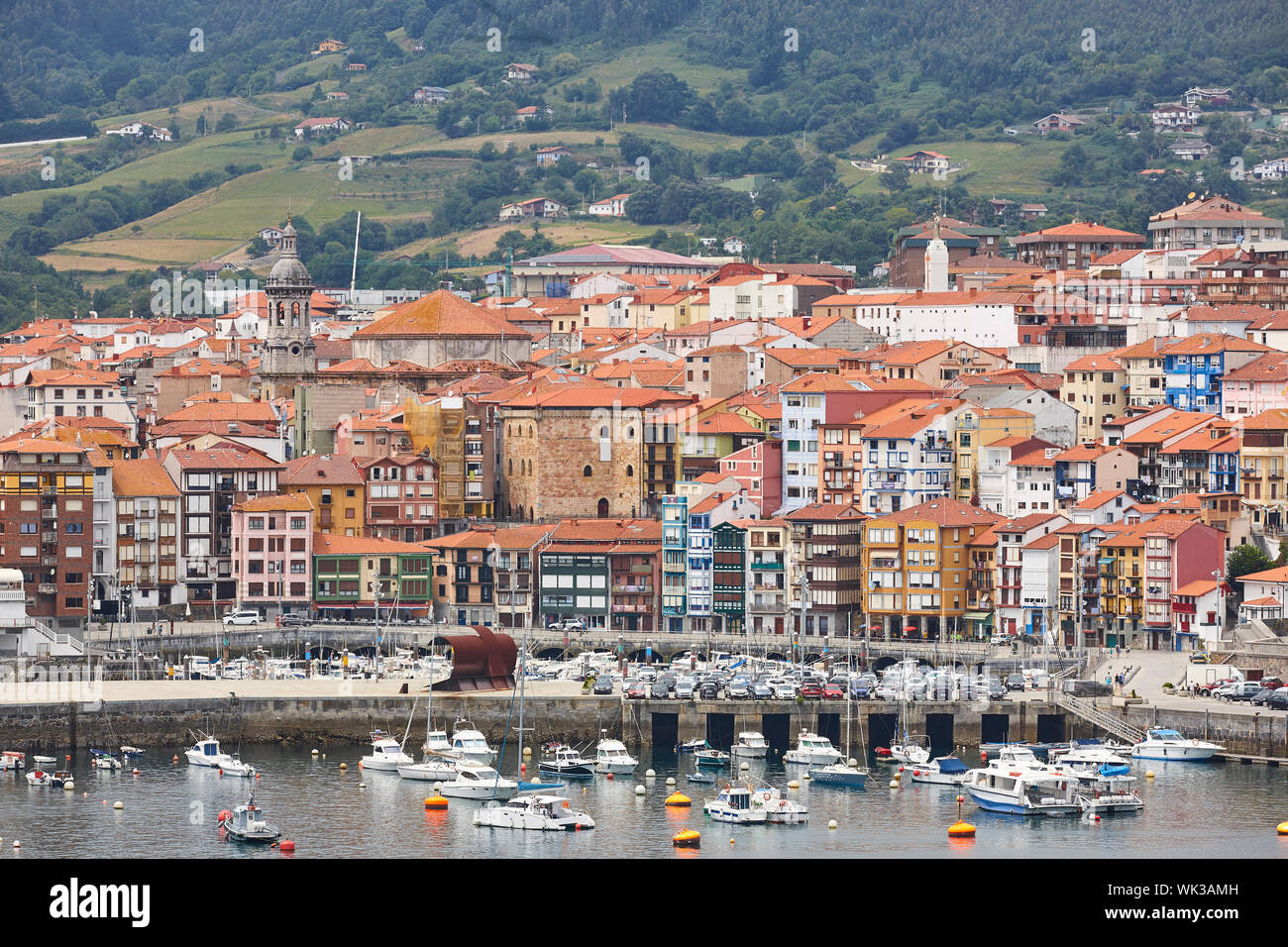 Traditional basque country fishing village of Bermeo. Spanish picturesque town Stock Photo