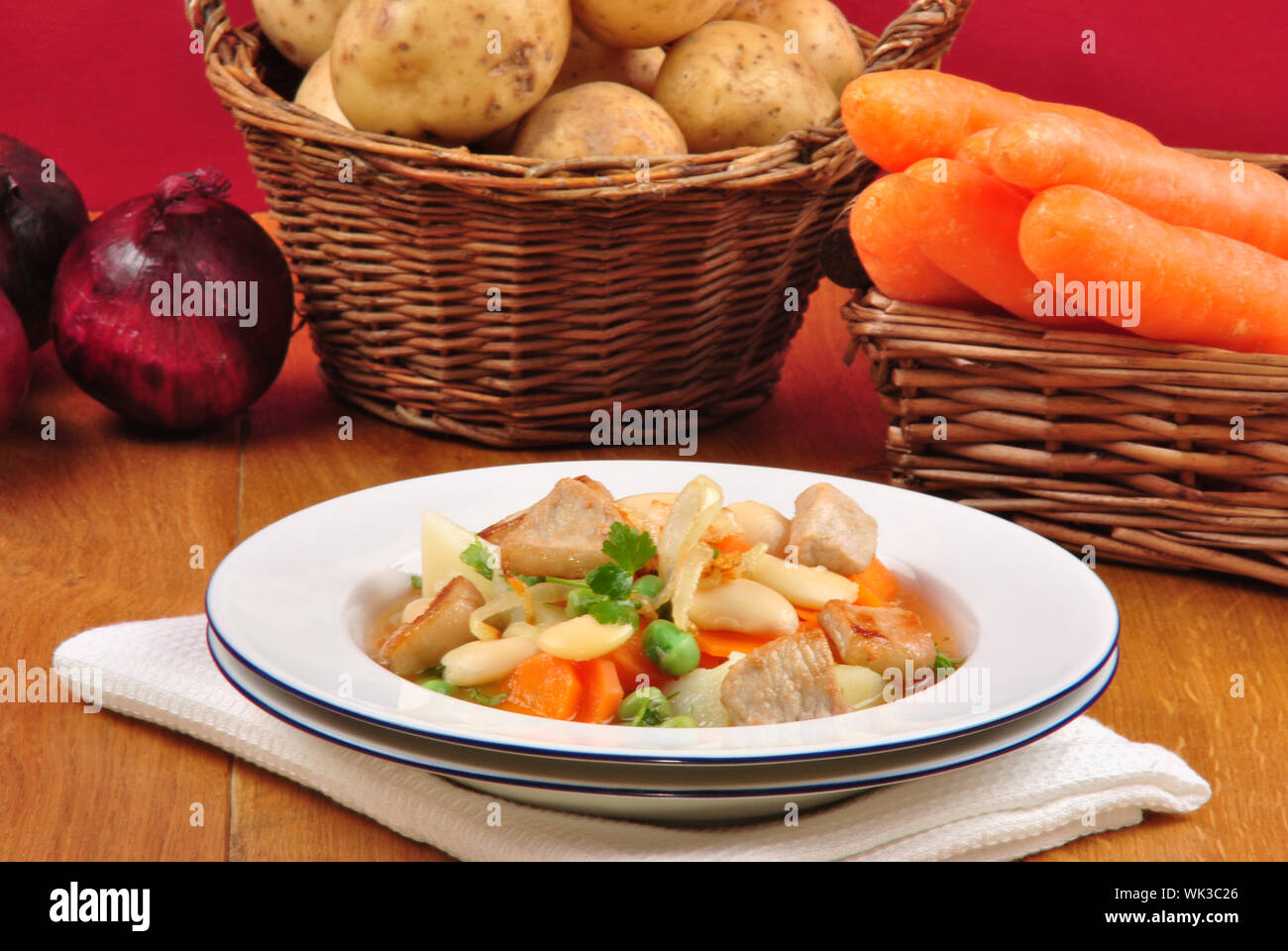delicious home made vegetable soup with pork meat Stock Photo - Alamy