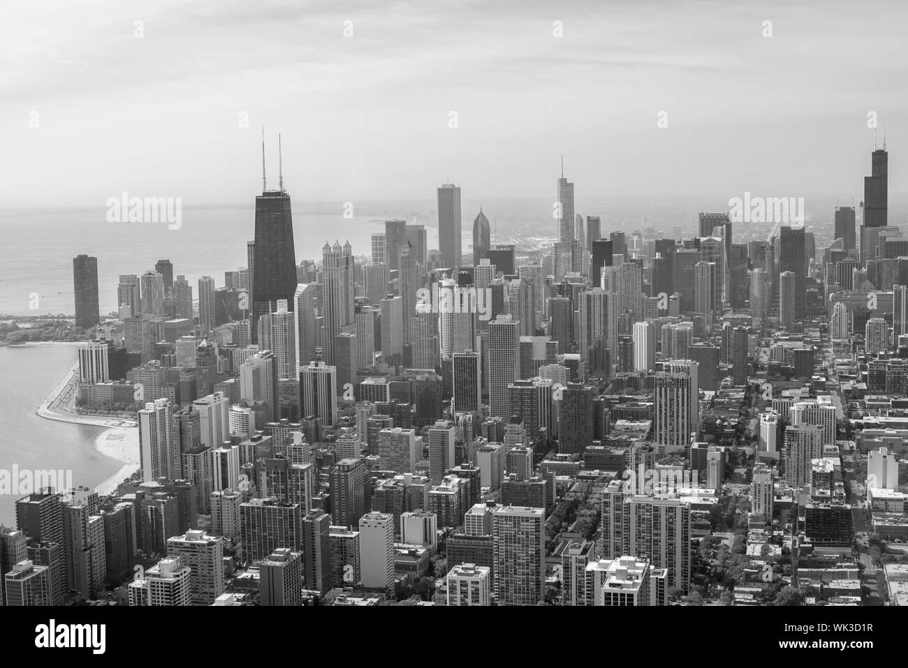 Chicago skyline aerial Black and White Stock Photos & Images - Alamy