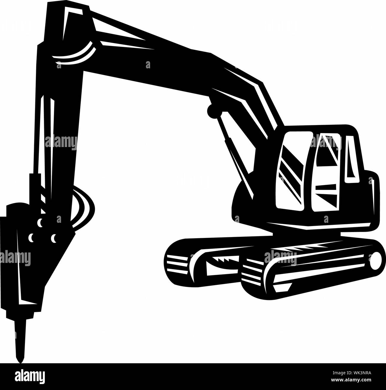 illustration of a mechanical construction digger excavator done in ...