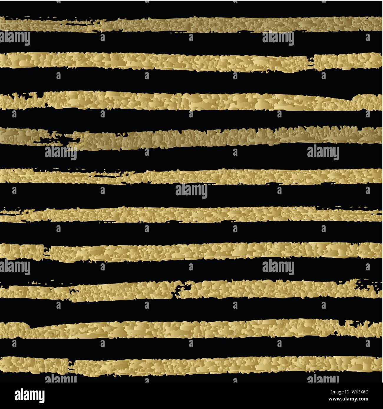 Vector striped pattern. Black and gold brush stripes. Background for Christmas design Stock Vector