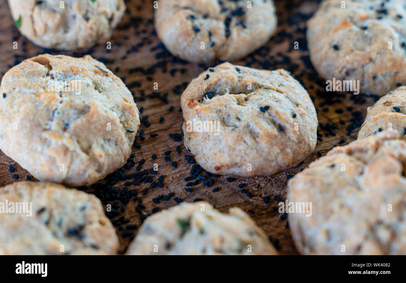 Homemade baked black sesame seeds bread Stock Photo Alamy