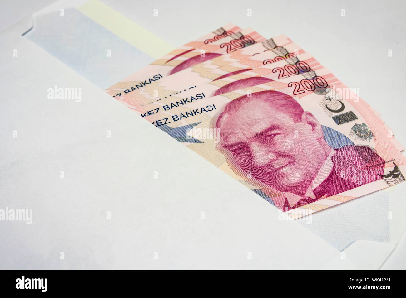 The highest money denominations of the republic of turkey. close up two